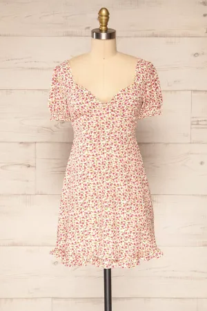 Osno Cream | Short Sleeve Floral Dress
