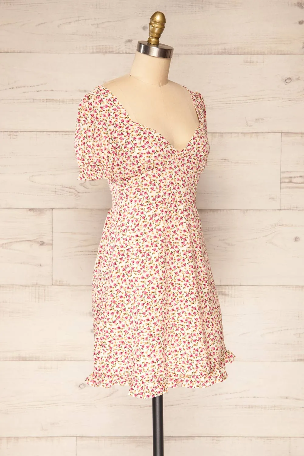 Osno Cream | Short Sleeve Floral Dress