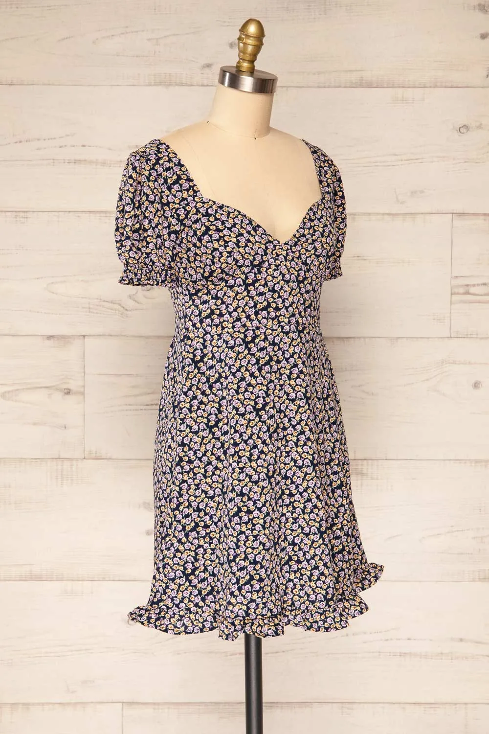 Osno Navy | Short Sleeve Floral Dress