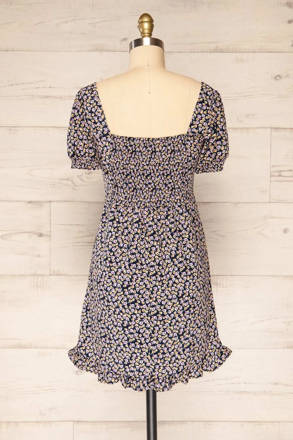 Osno Navy | Short Sleeve Floral Dress