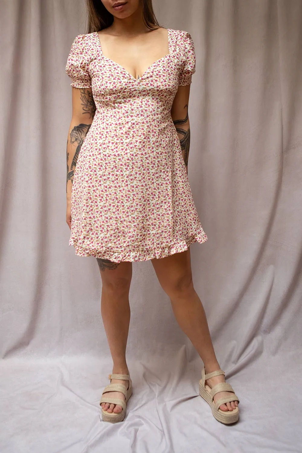 Osno Navy | Short Sleeve Floral Dress