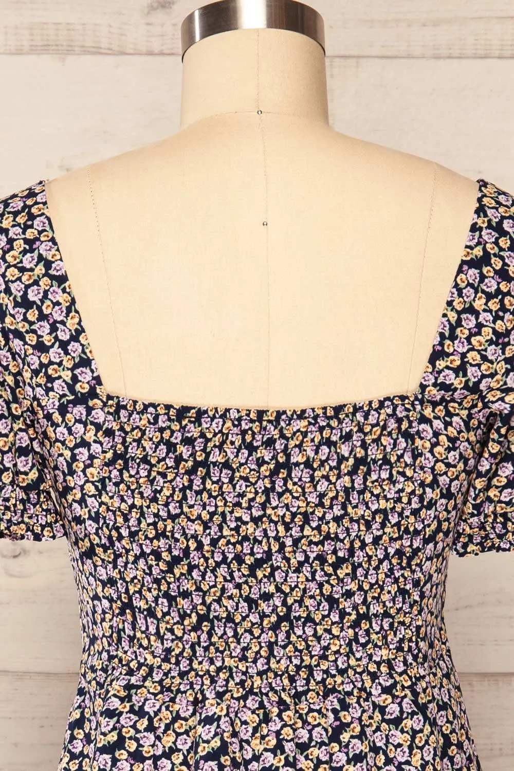 Osno Navy | Short Sleeve Floral Dress
