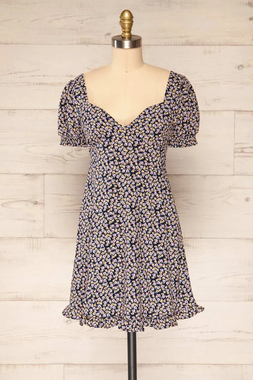 Osno Navy | Short Sleeve Floral Dress