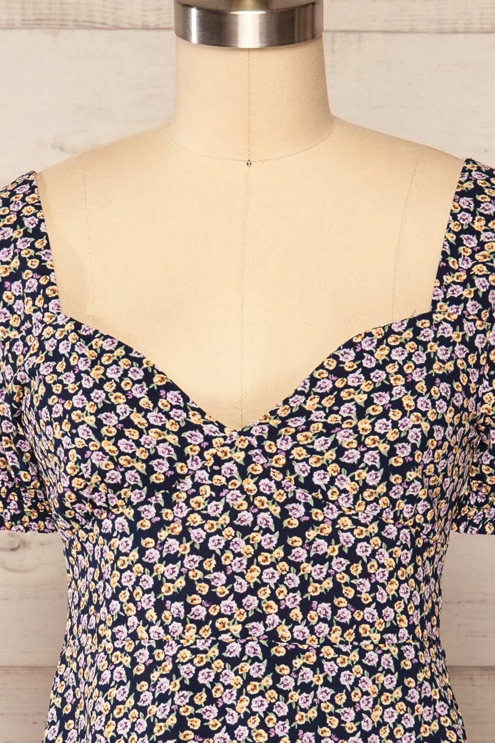 Osno Navy | Short Sleeve Floral Dress