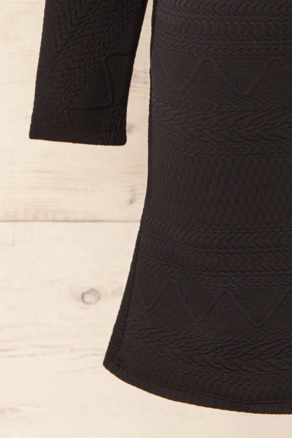 Oufa Black | Long Sleeve Textured Dress