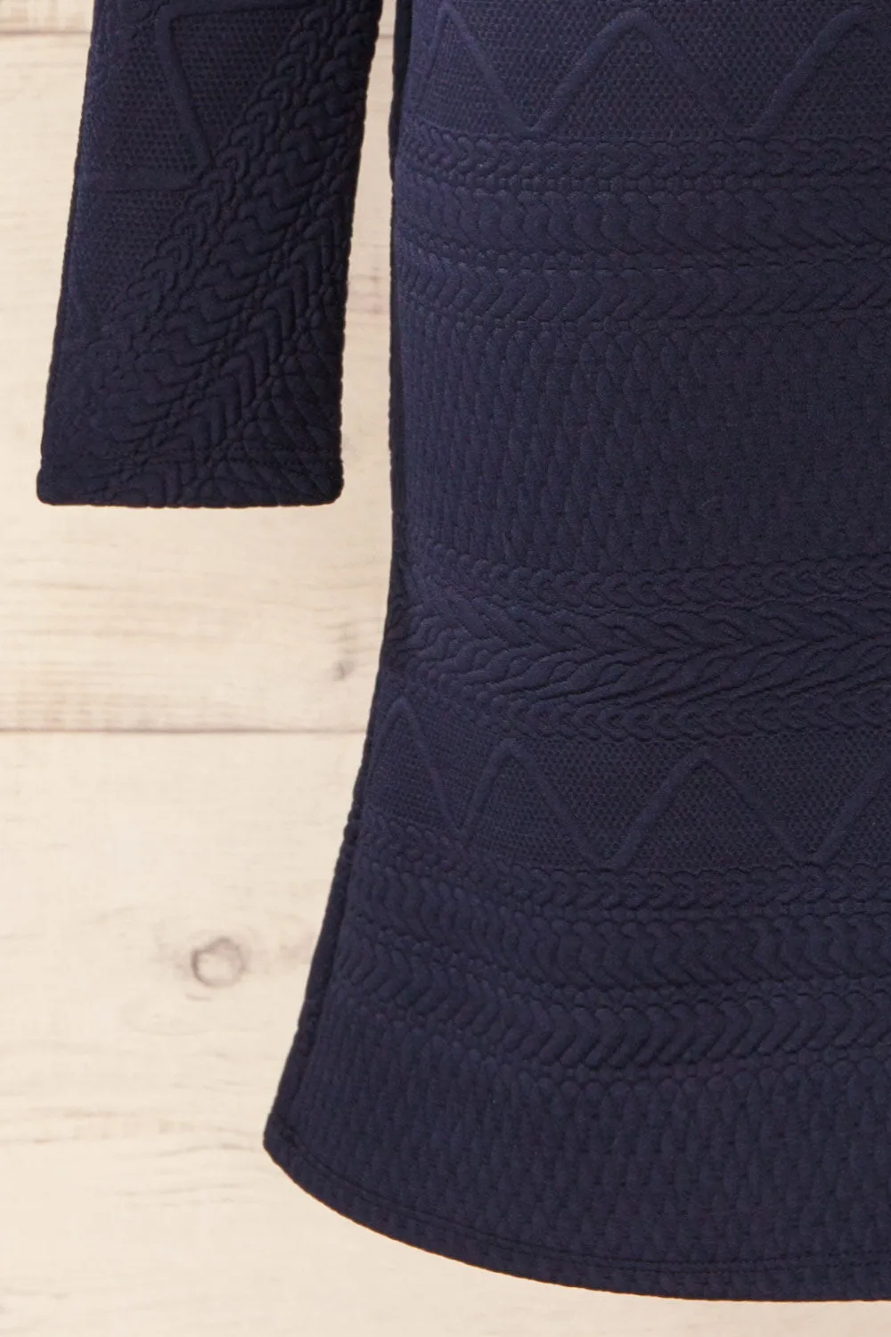 Oufa Navy | Long Sleeve Textured Dress