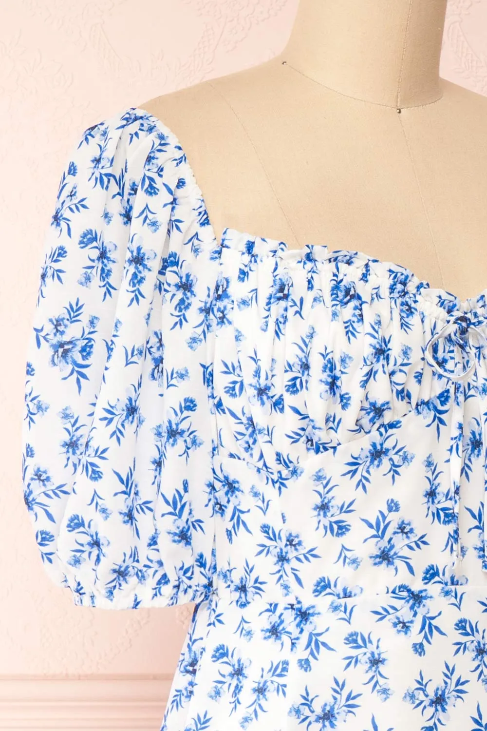 Ouiza | Floral Midi Dress w/ Puffy Sleeves