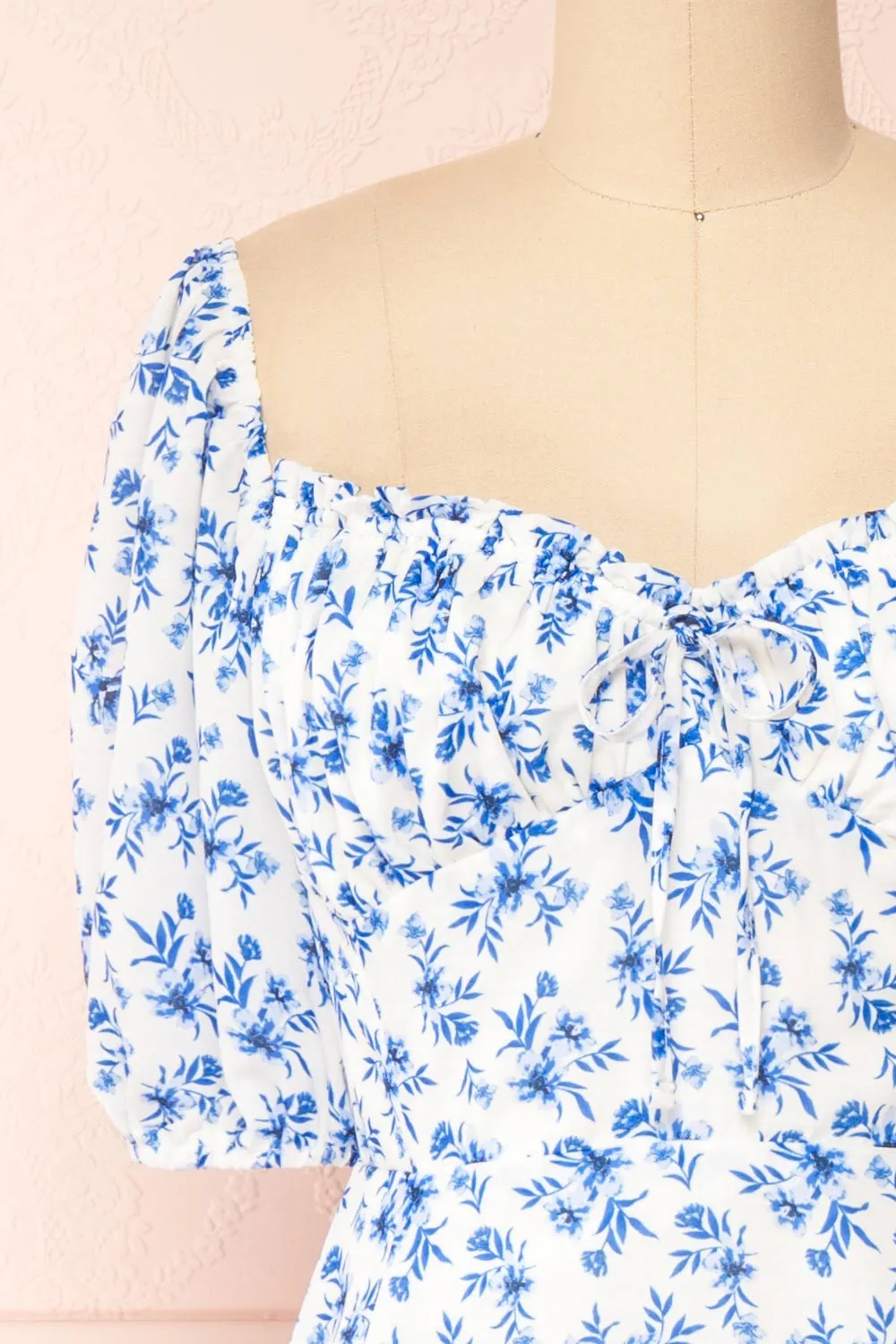 Ouiza | Floral Midi Dress w/ Puffy Sleeves