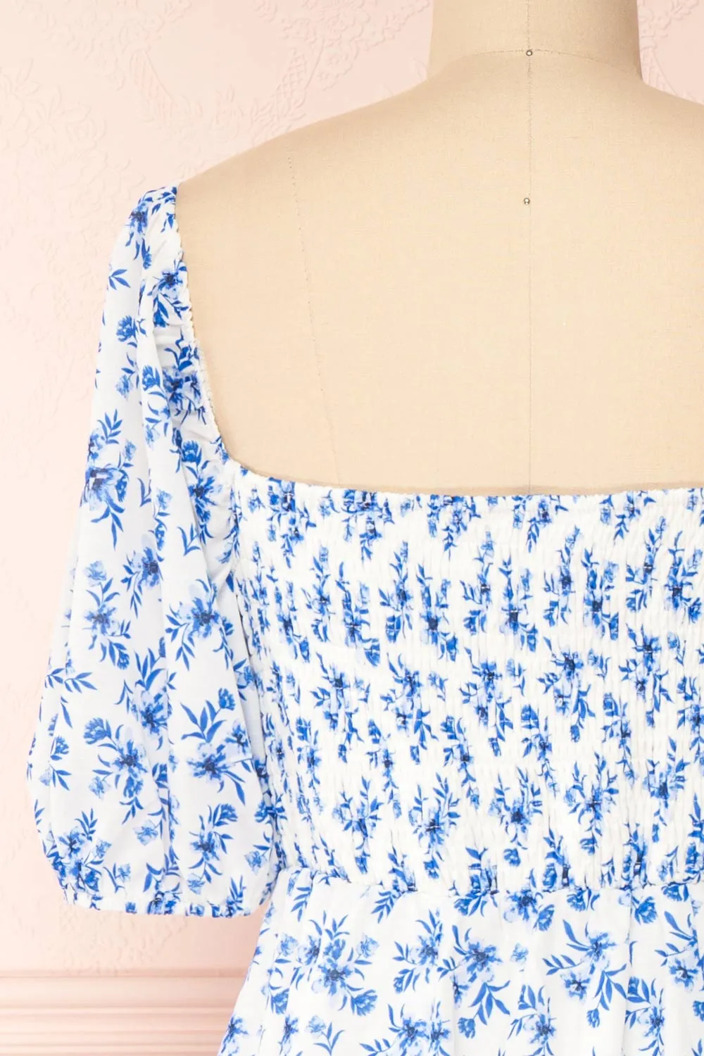 Ouiza | Floral Midi Dress w/ Puffy Sleeves