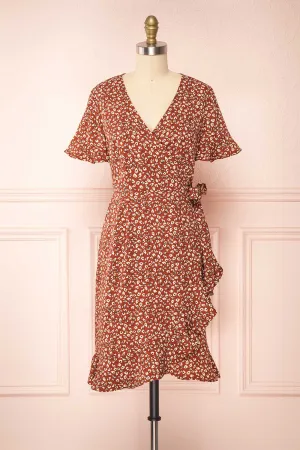 Oxylos | Floral Short Wrap Dress