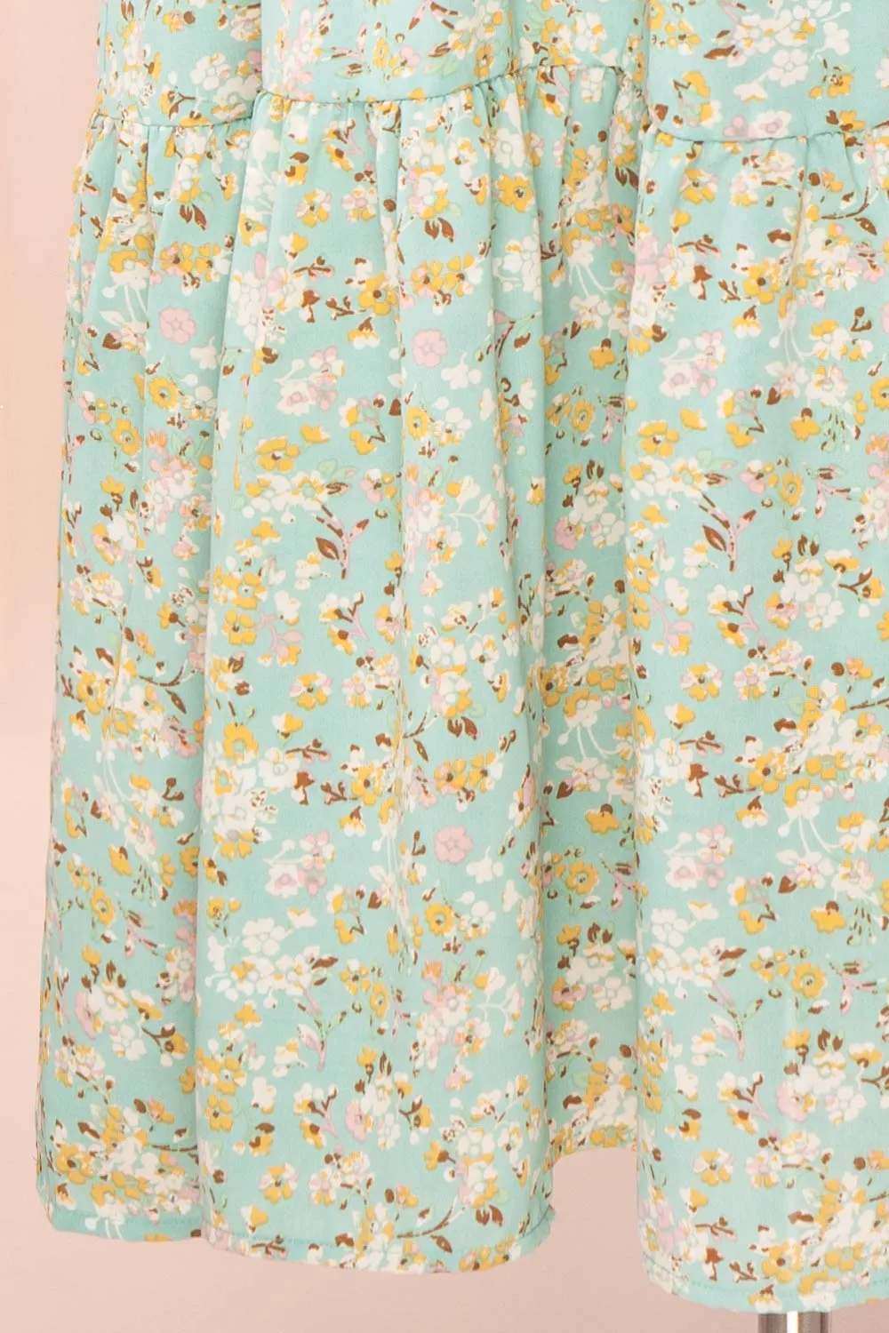 Oydis Mint | Floral Midi Dress w/ Square Neckline