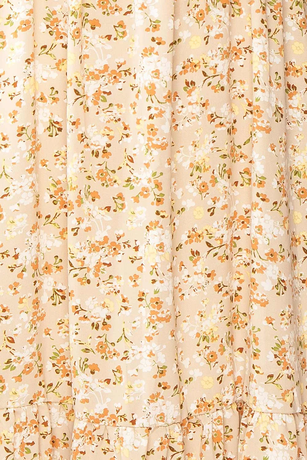 Oydis Taupe | Floral Midi Dress w/ Square Neckline