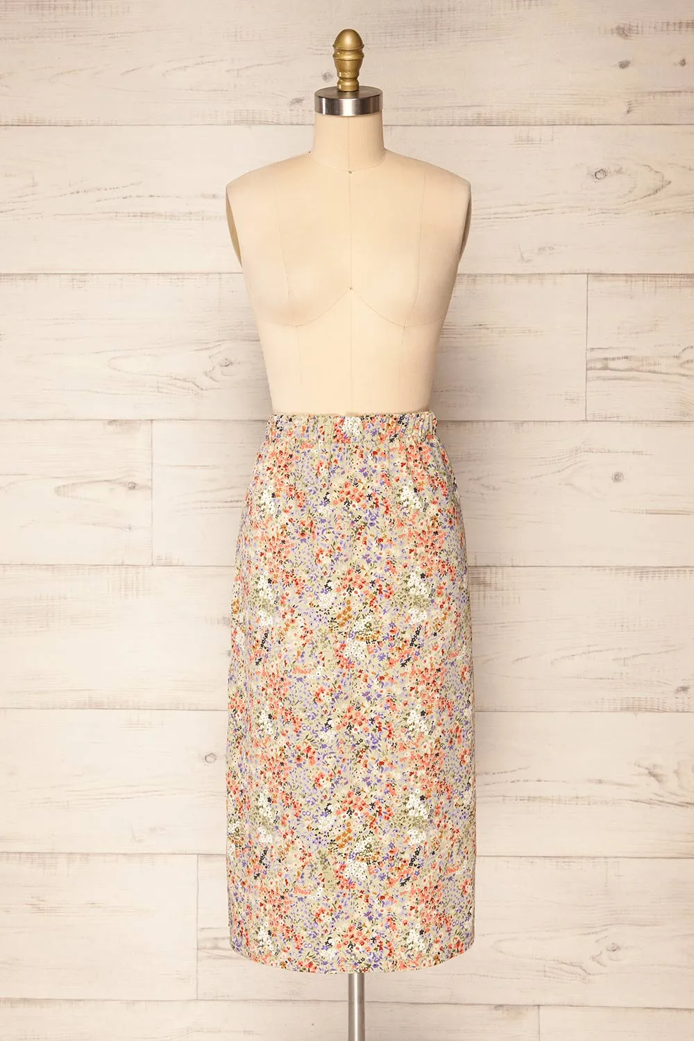 Pajai | Floral Print Midi Skirt w/ Elastic Waist