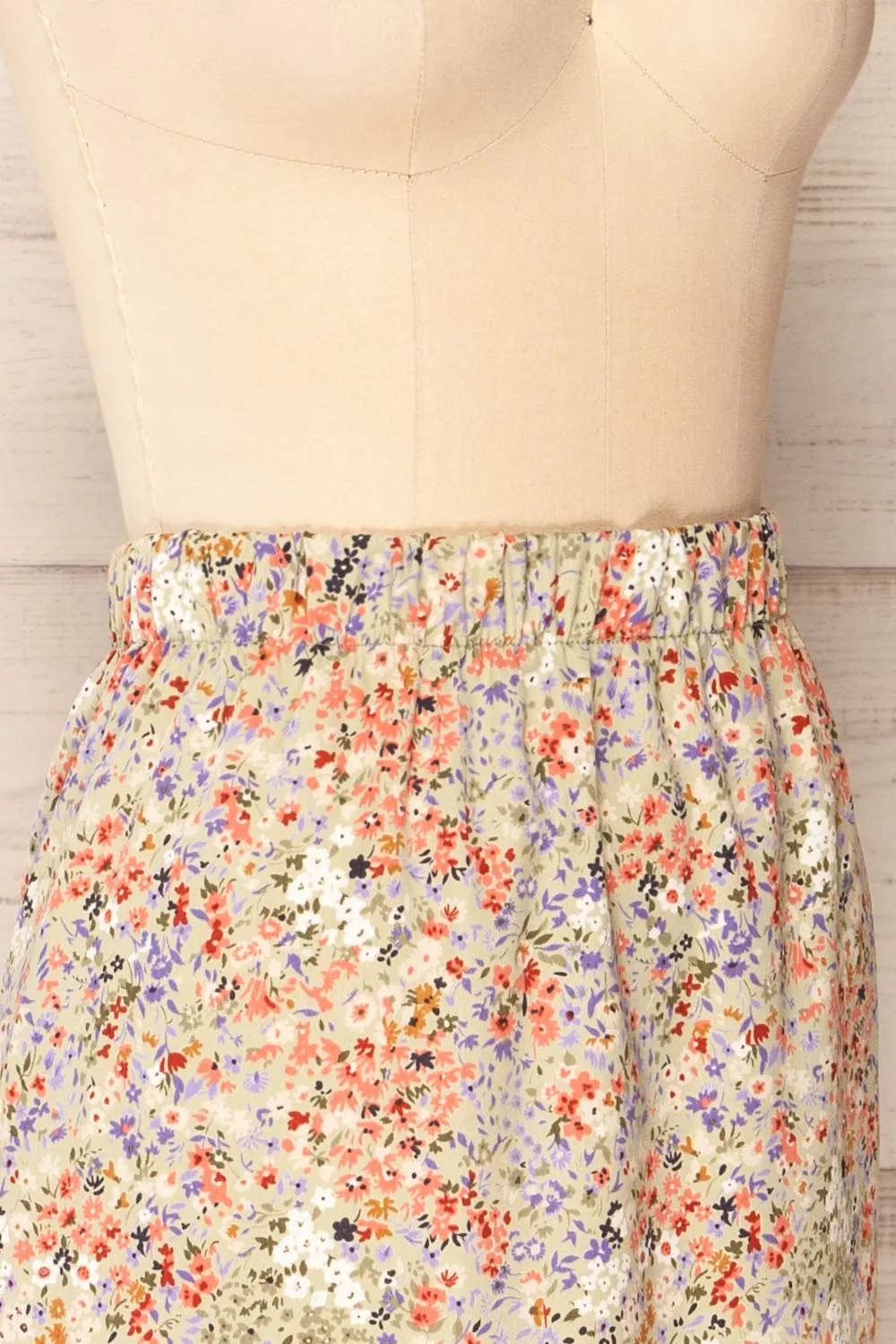 Pajai | Floral Print Midi Skirt w/ Elastic Waist