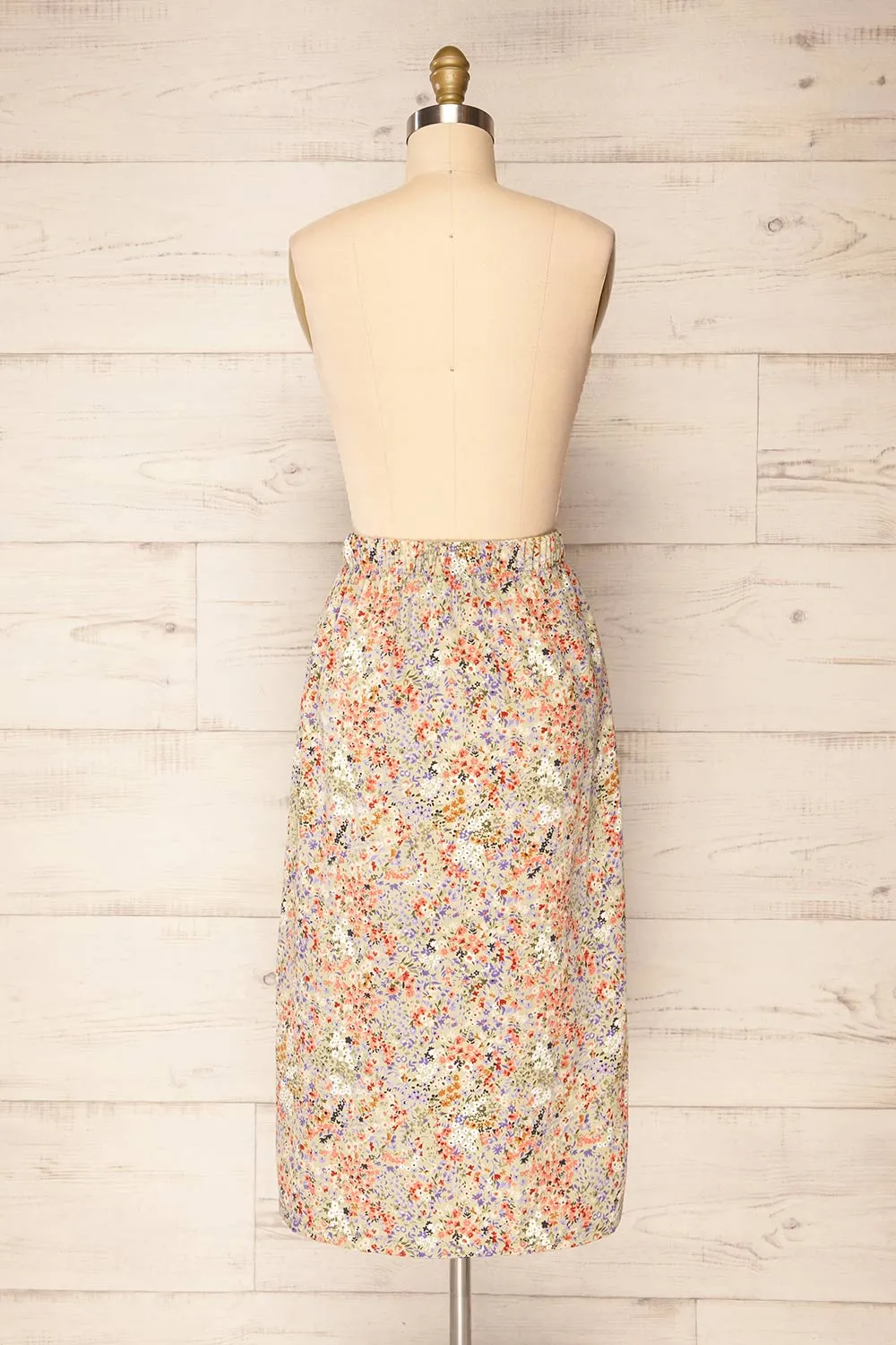 Pajai | Floral Print Midi Skirt w/ Elastic Waist