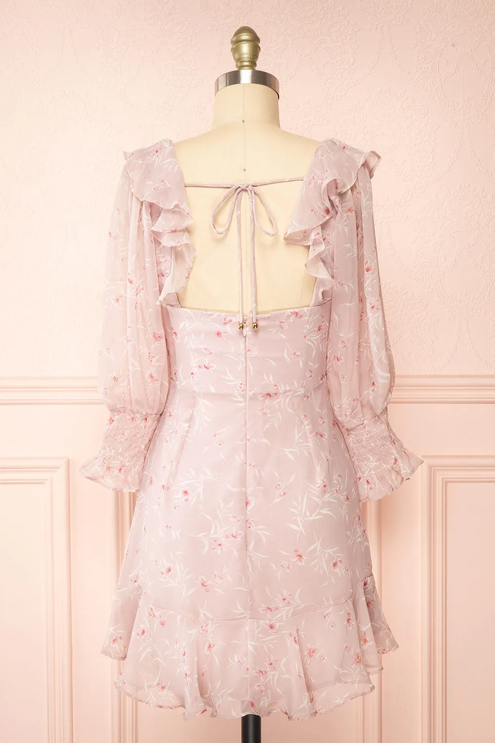 Palanie | Short Mauve Floral Dress