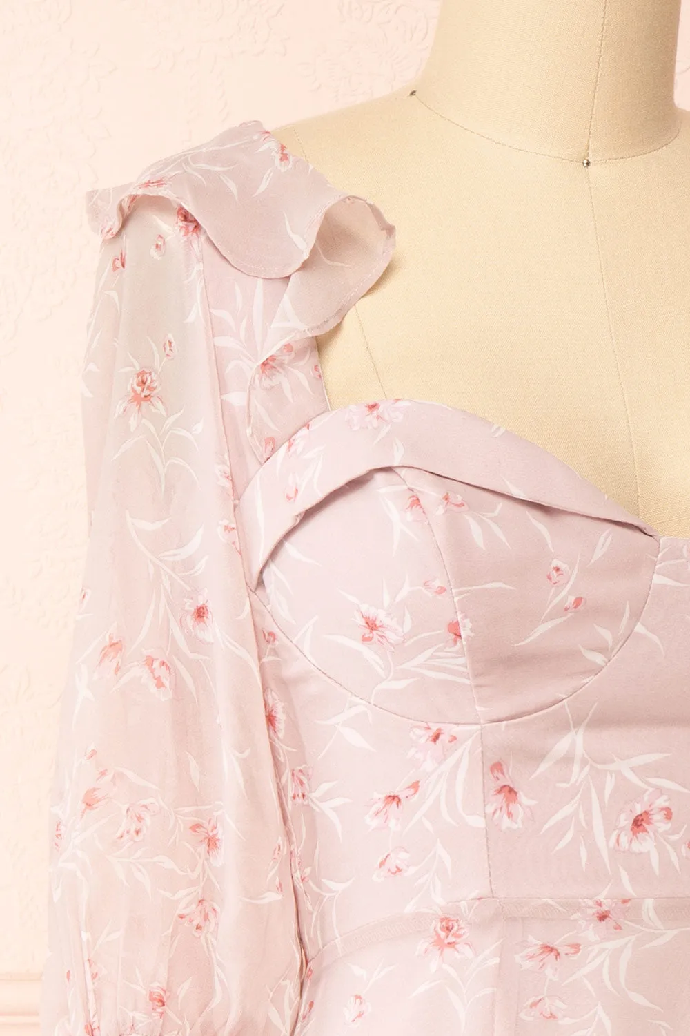 Palanie | Short Mauve Floral Dress