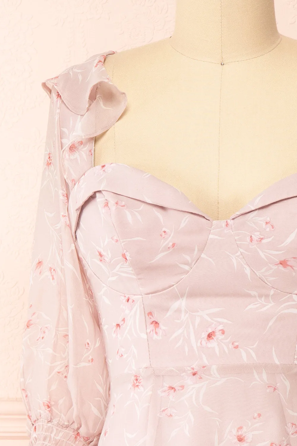 Palanie | Short Mauve Floral Dress
