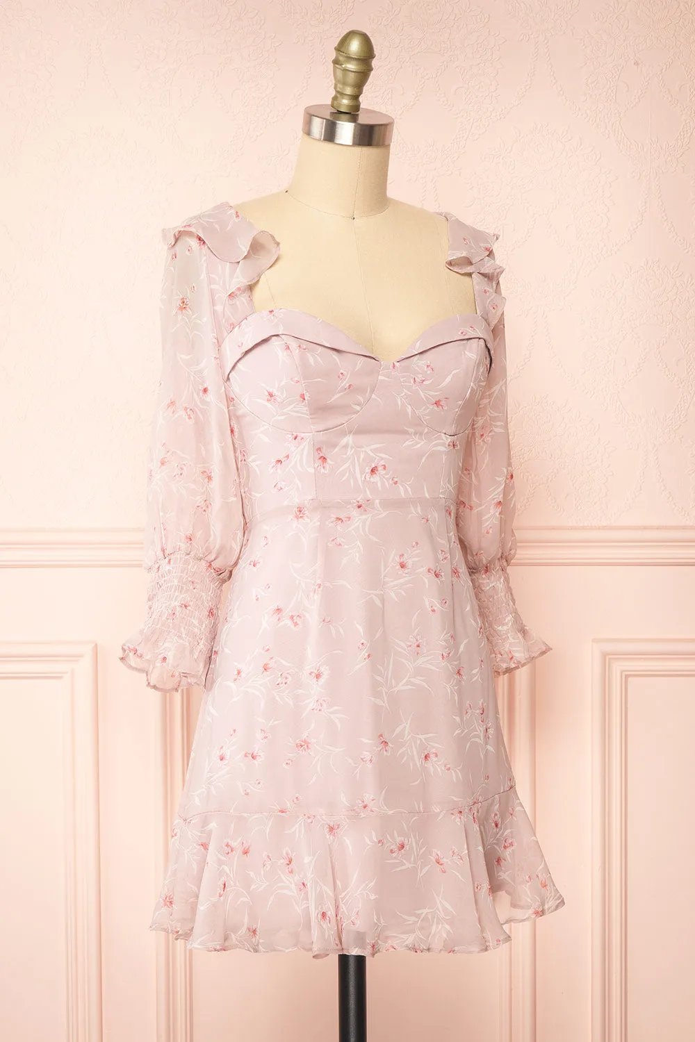 Palanie | Short Mauve Floral Dress