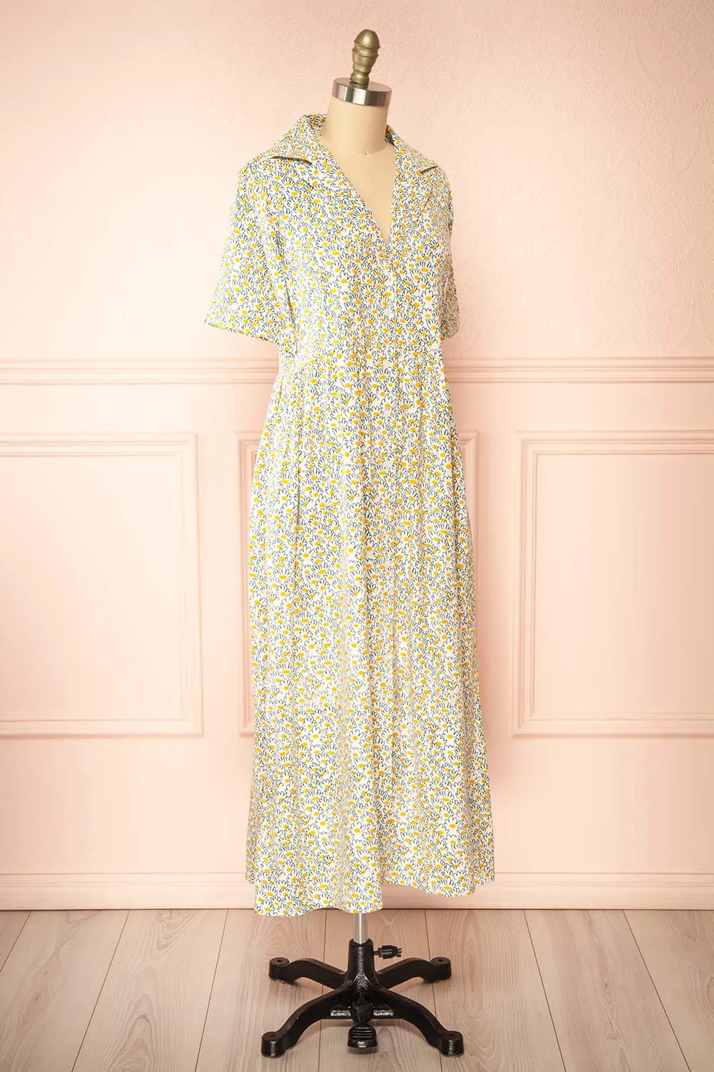 Palotta | Long Daisy Print Button-Up Dress