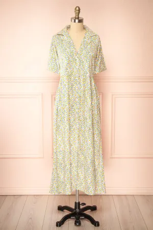 Palotta | Long Daisy Print Button-Up Dress