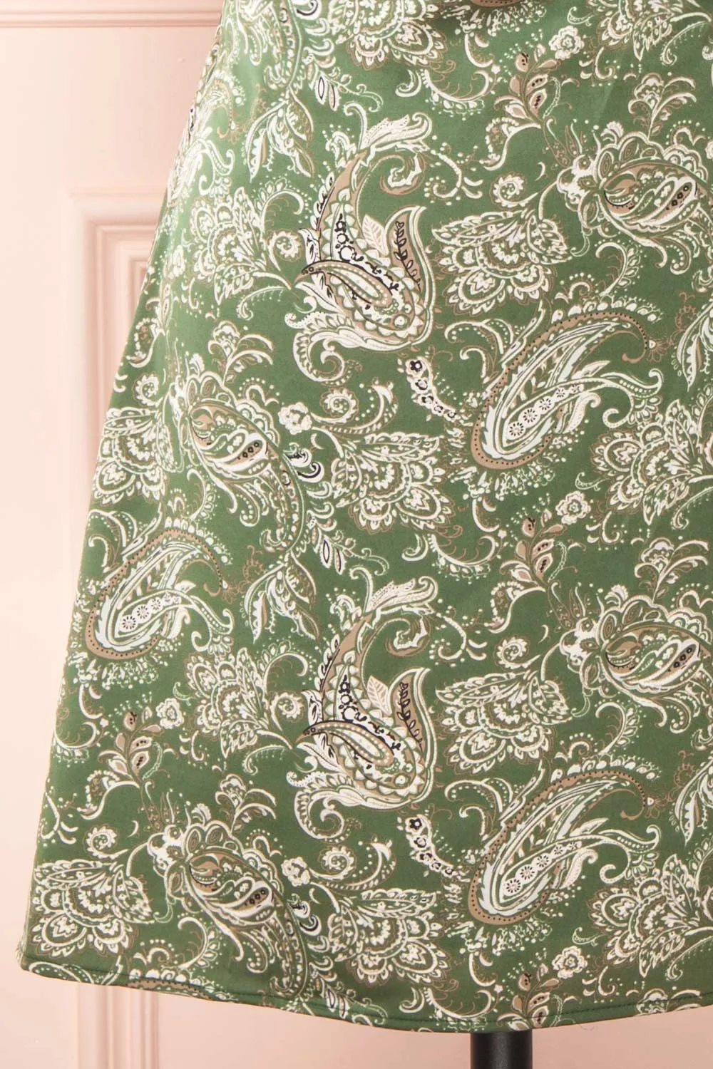 Pamela | Short Paisley Satin Dress w/ Tie Straps