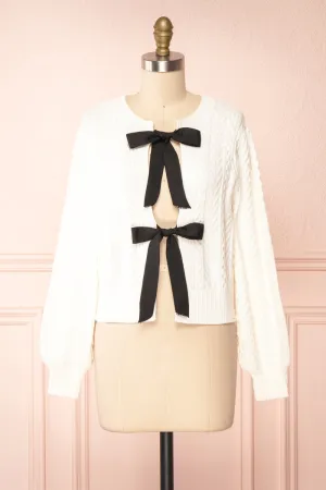 Panda | Knit Cardigan w/ Bow Detail