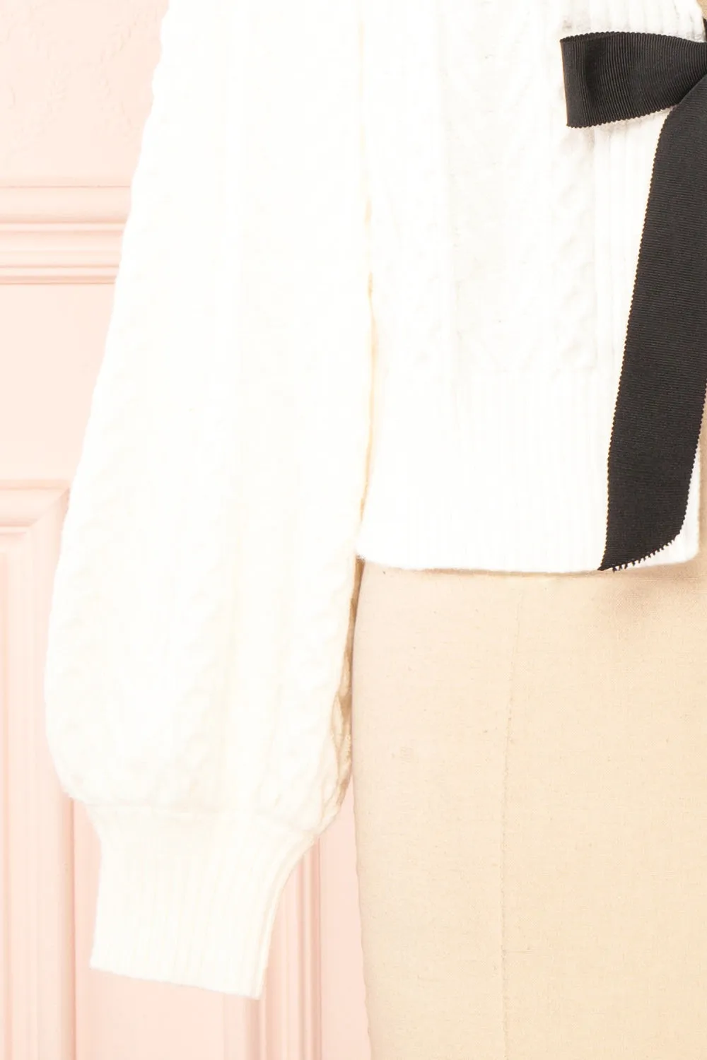 Panda | Knit Cardigan w/ Bow Detail