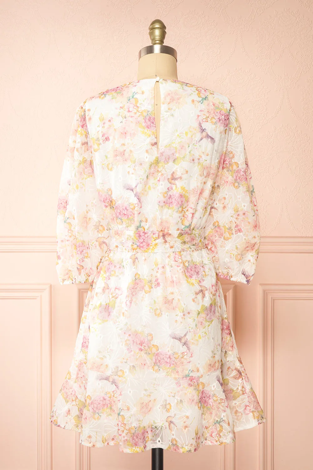 Paratina | Short Openwork Floral Dress
