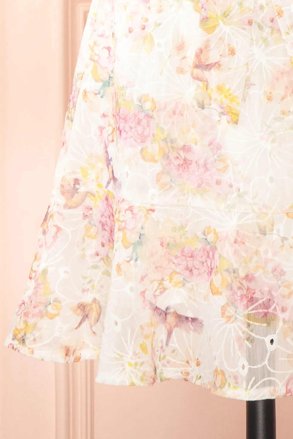 Paratina | Short Openwork Floral Dress
