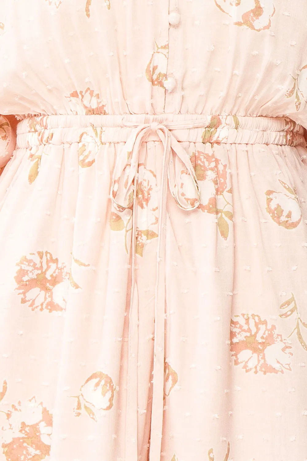 Parsa Blush | V-Neck Floral Plumetis Romper