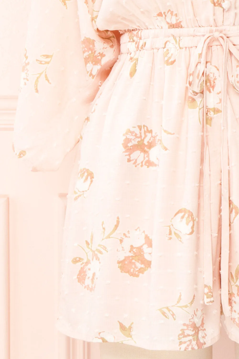 Parsa Blush | V-Neck Floral Plumetis Romper