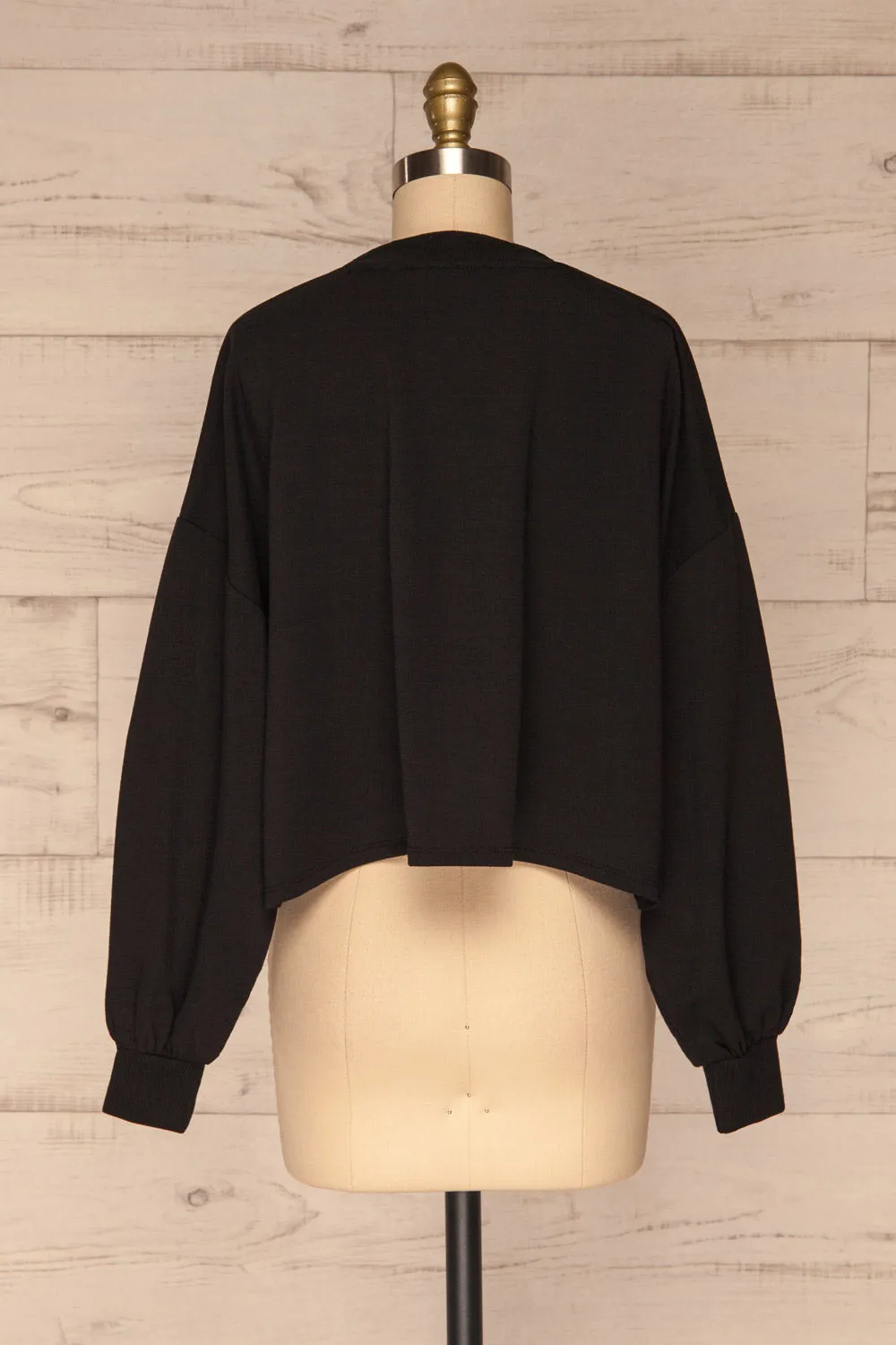 Paslek Black | Long Sleeve Crop Top