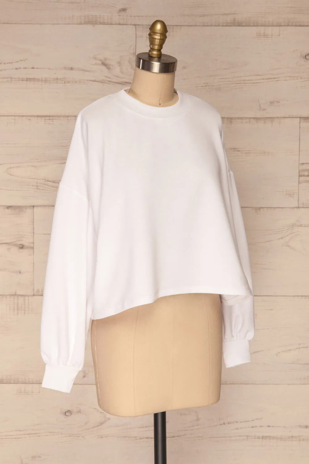 Paslek White | Long Sleeve Crop Top