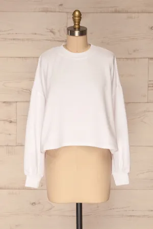Paslek White | Long Sleeve Crop Top