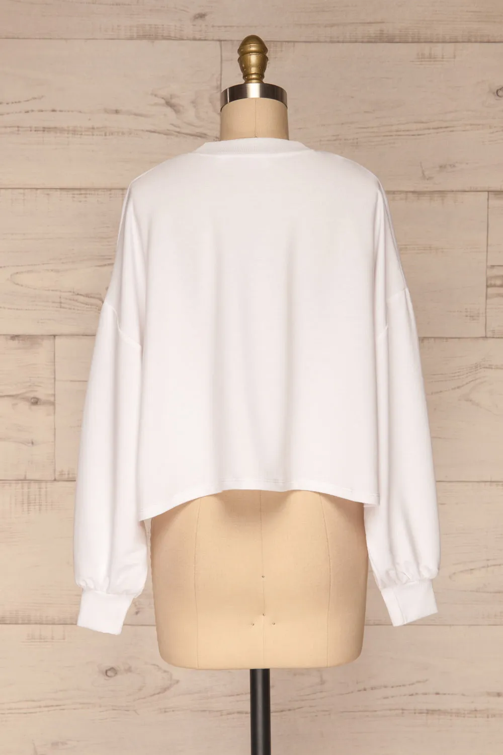 Paslek White | Long Sleeve Crop Top