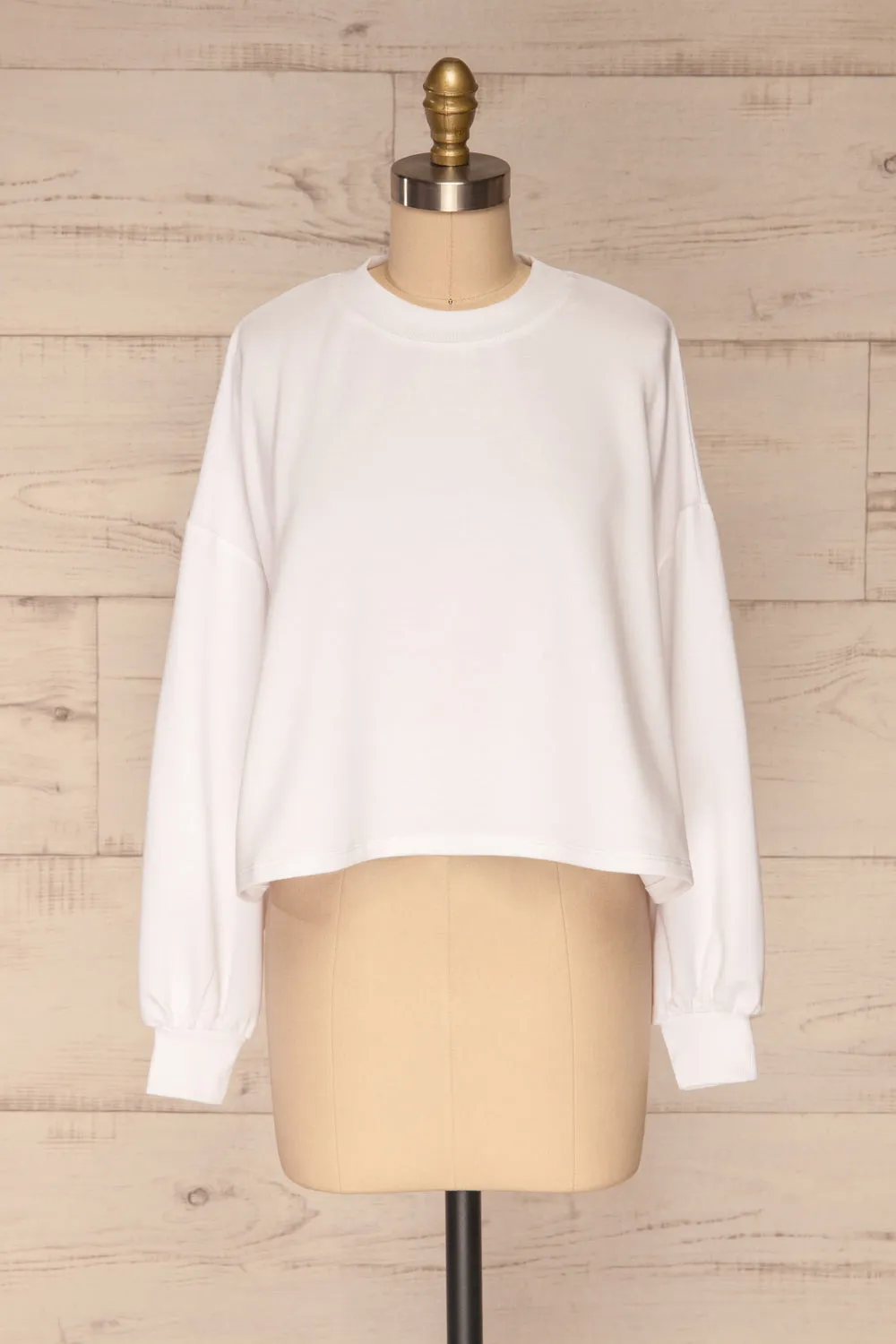 Paslek White | Long Sleeve Crop Top