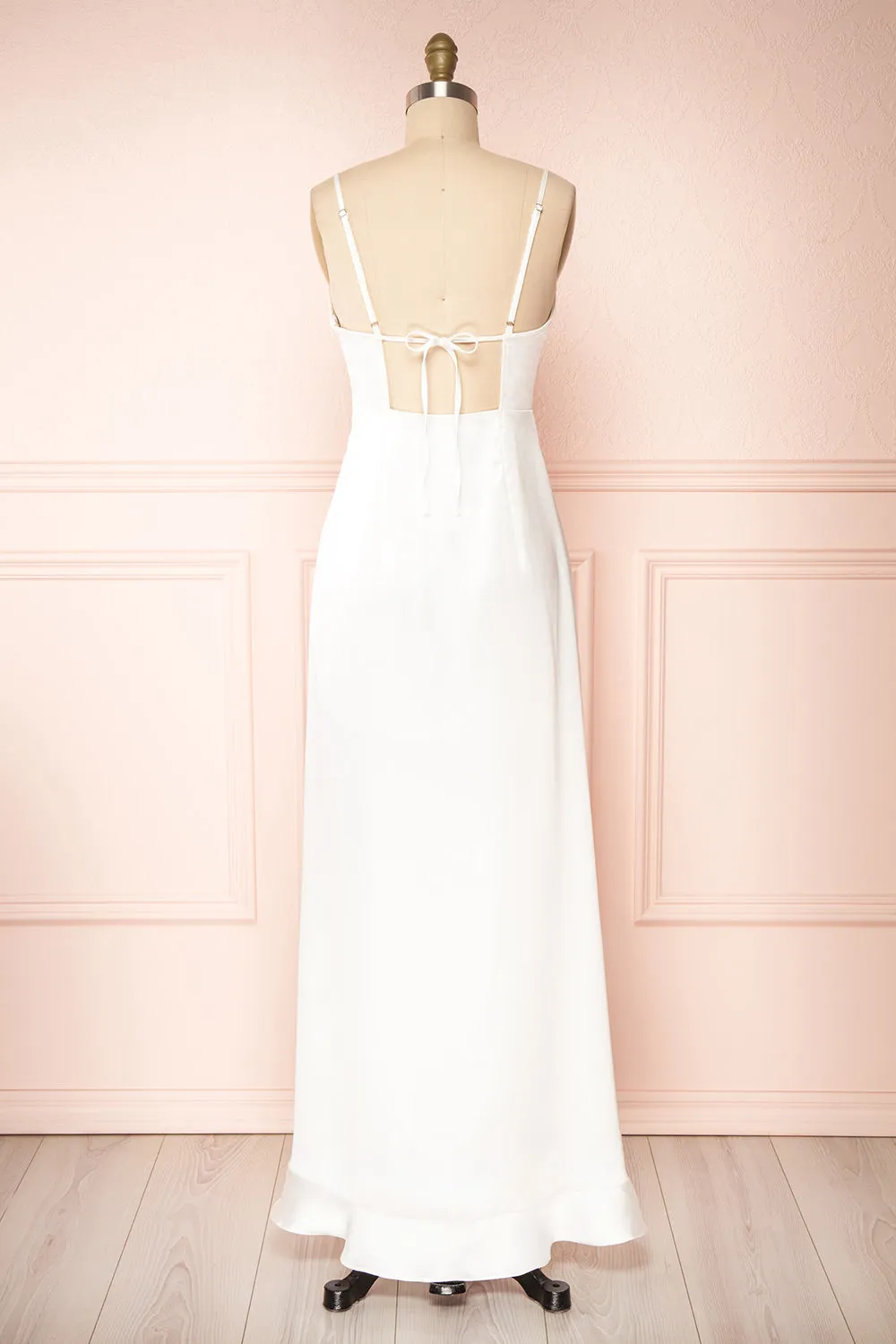 Patricia | Backless Ivory Dress w/ Ruffles