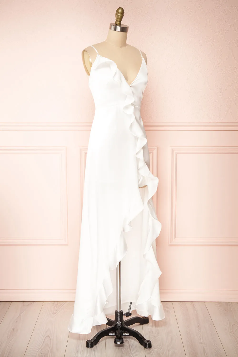 Patricia | Backless Ivory Dress w/ Ruffles
