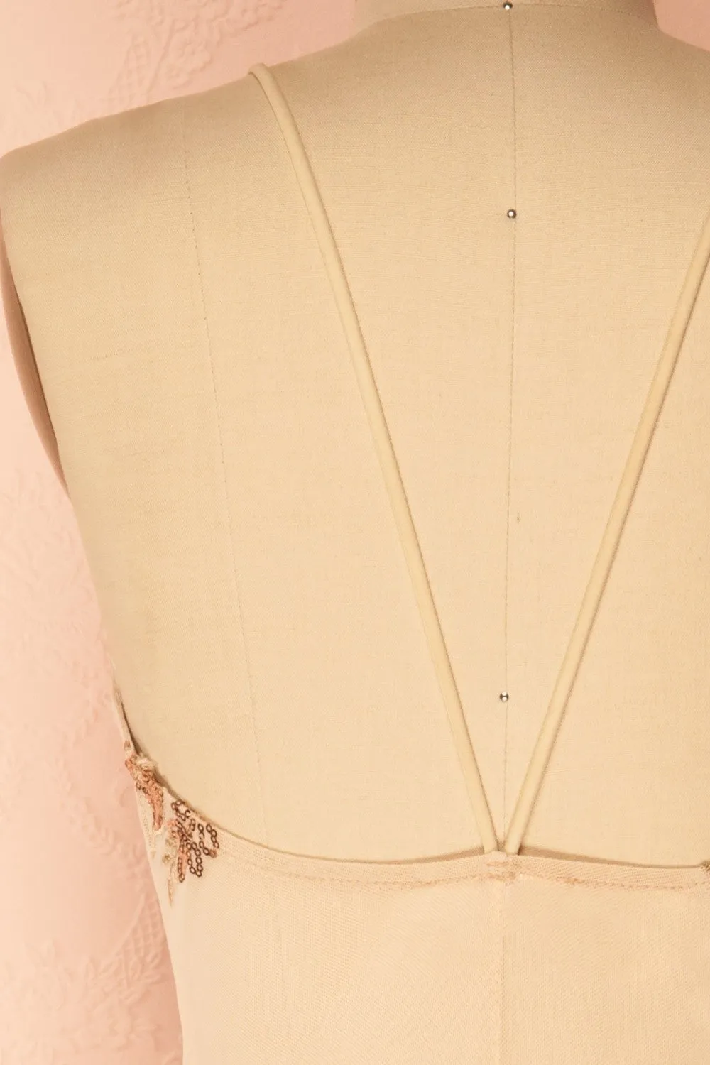 Patti | Rose Gold Sequins Mesh Bodysuit
