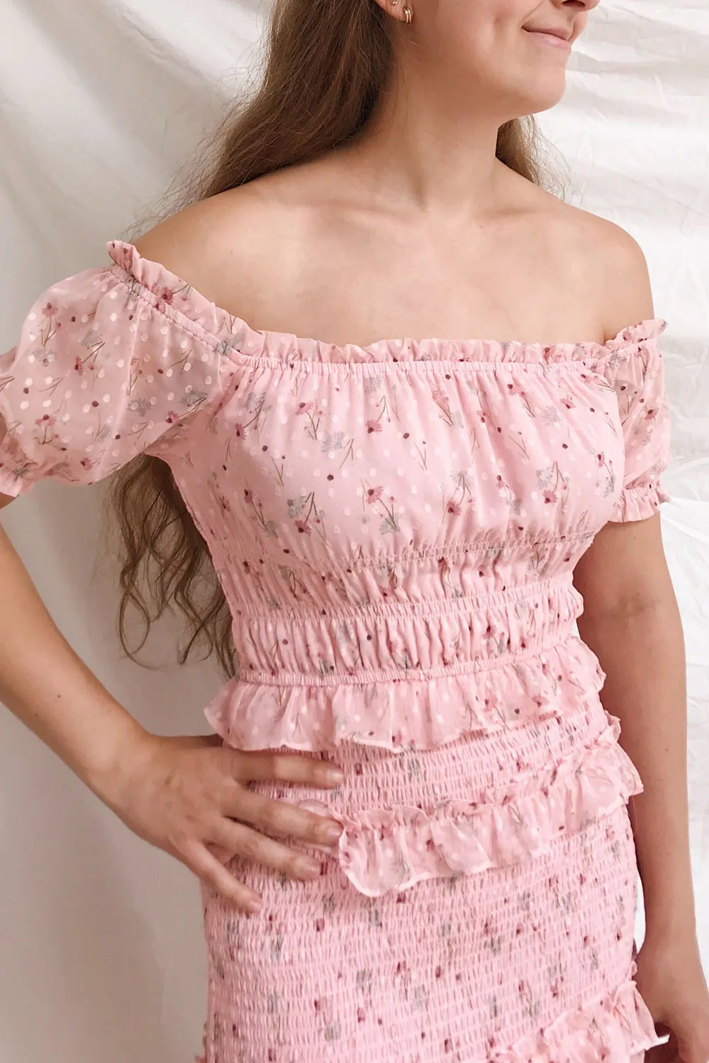 Paulina | Pink Floral Short Dress