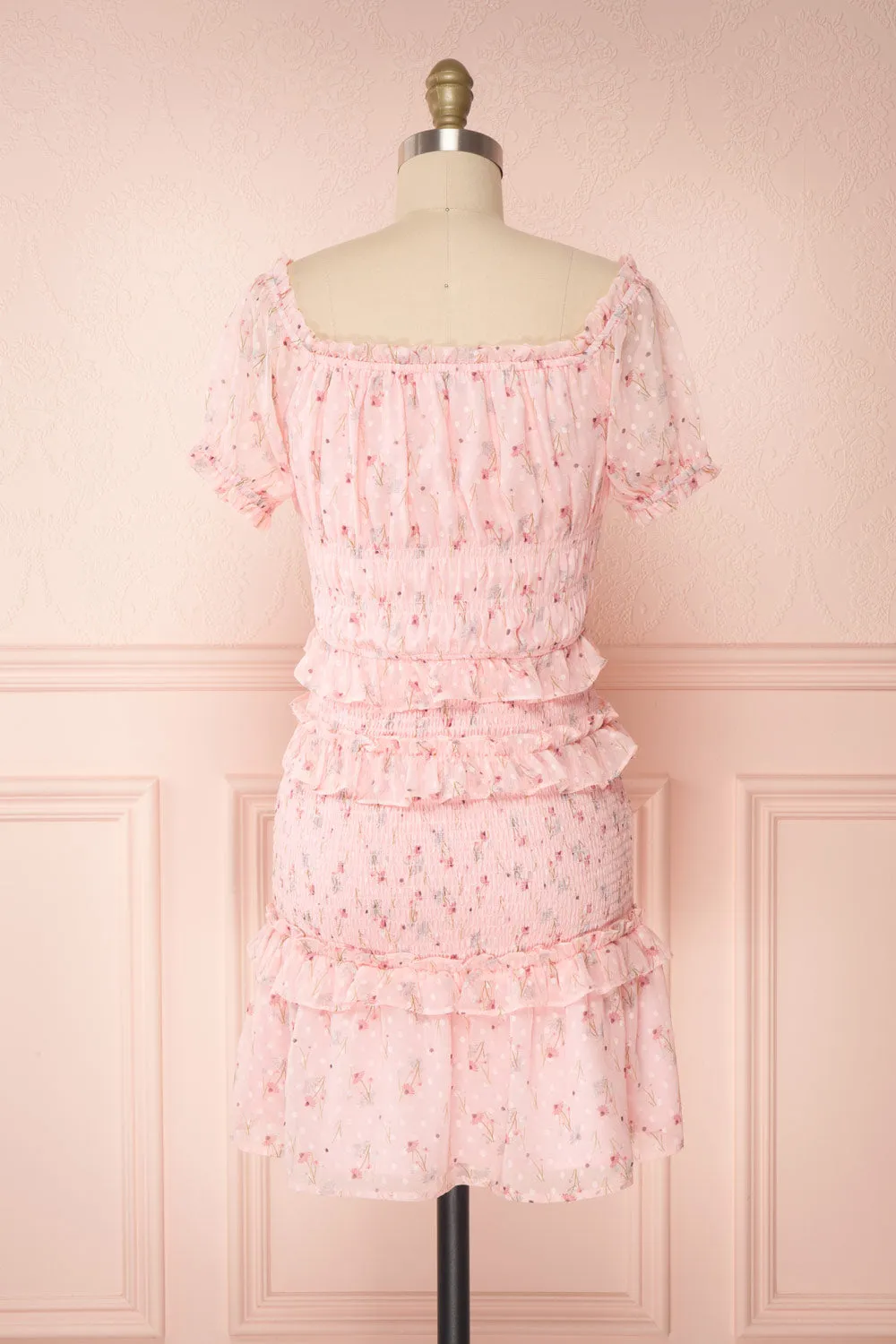 Paulina | Pink Floral Short Dress