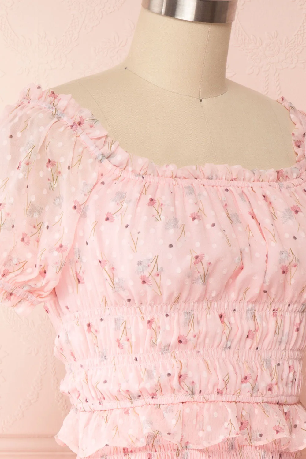 Paulina | Pink Floral Short Dress