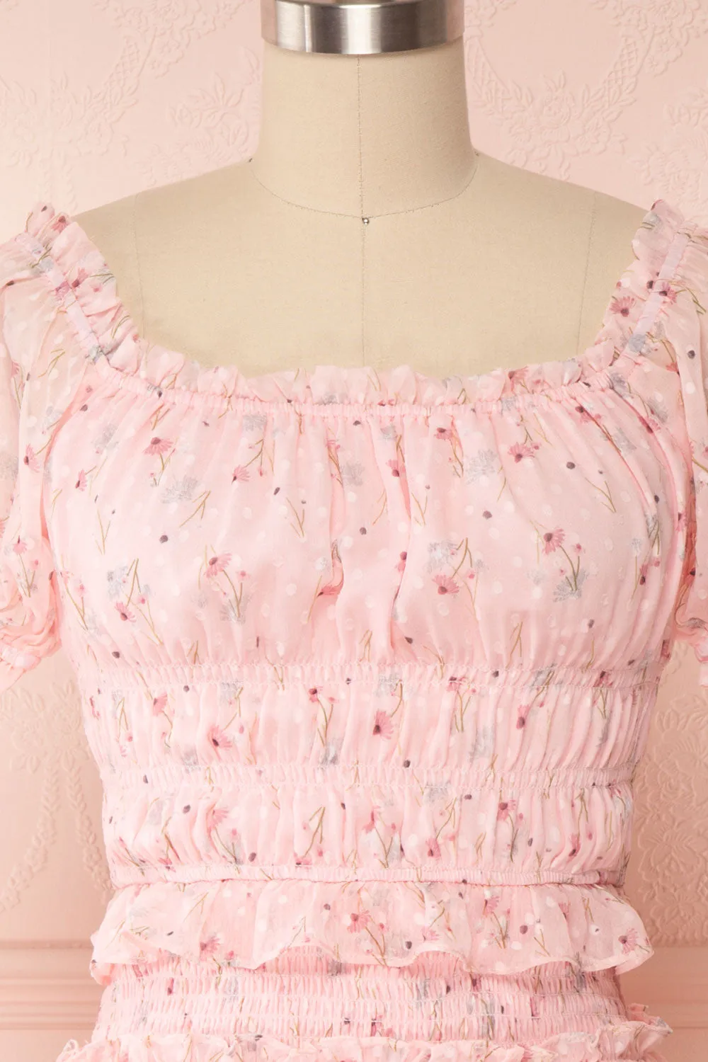 Paulina | Pink Floral Short Dress