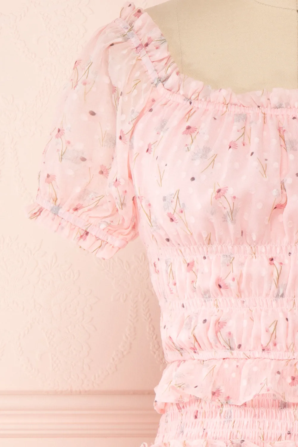 Paulina | Pink Floral Short Dress