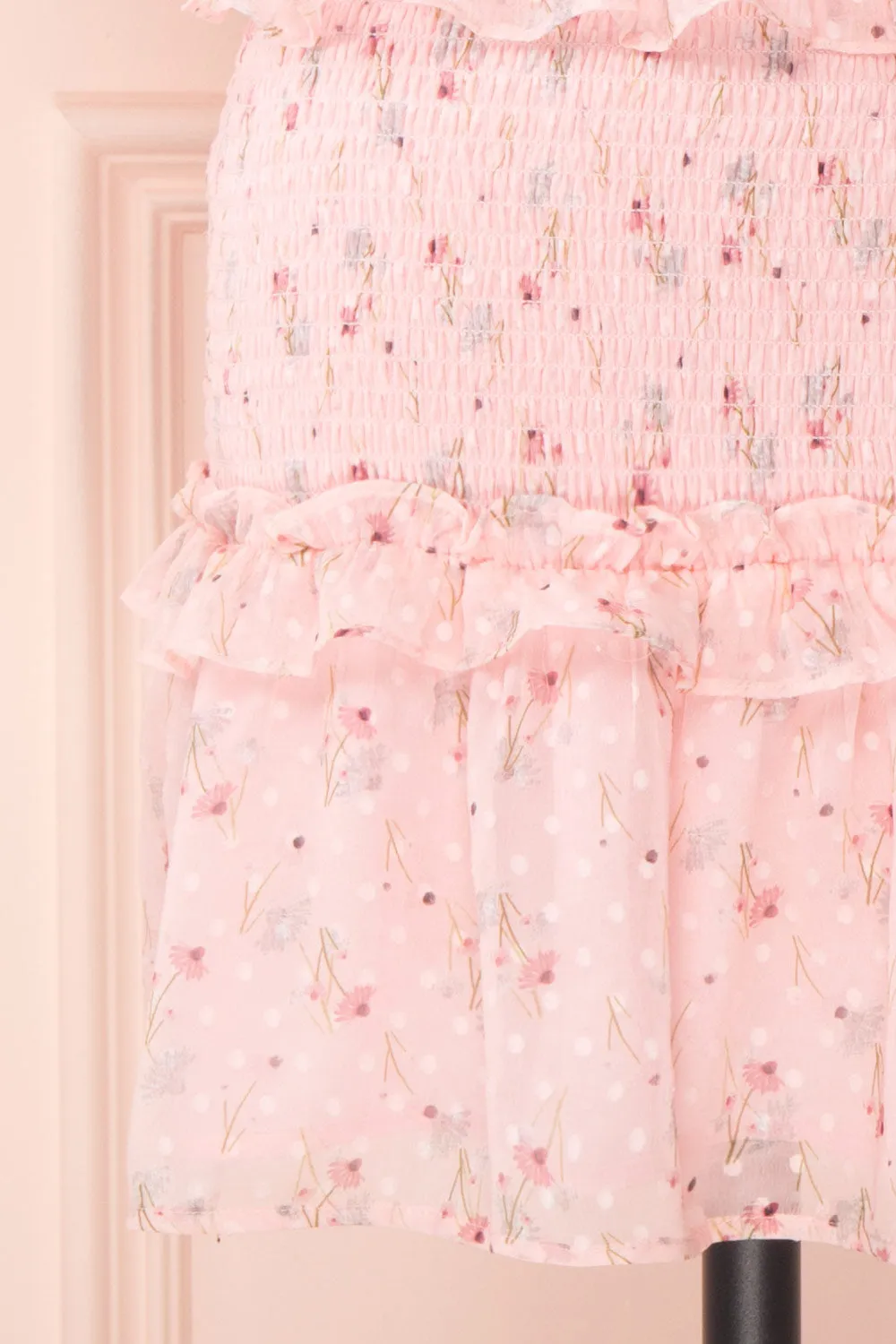 Paulina | Pink Floral Short Dress