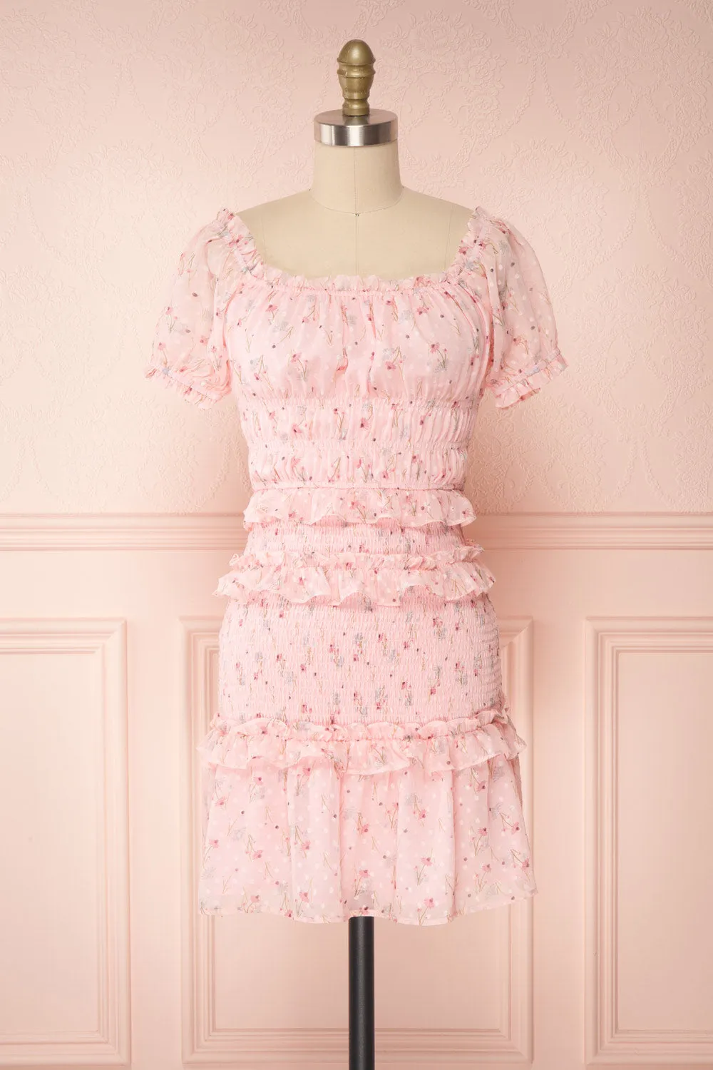 Paulina | Pink Floral Short Dress