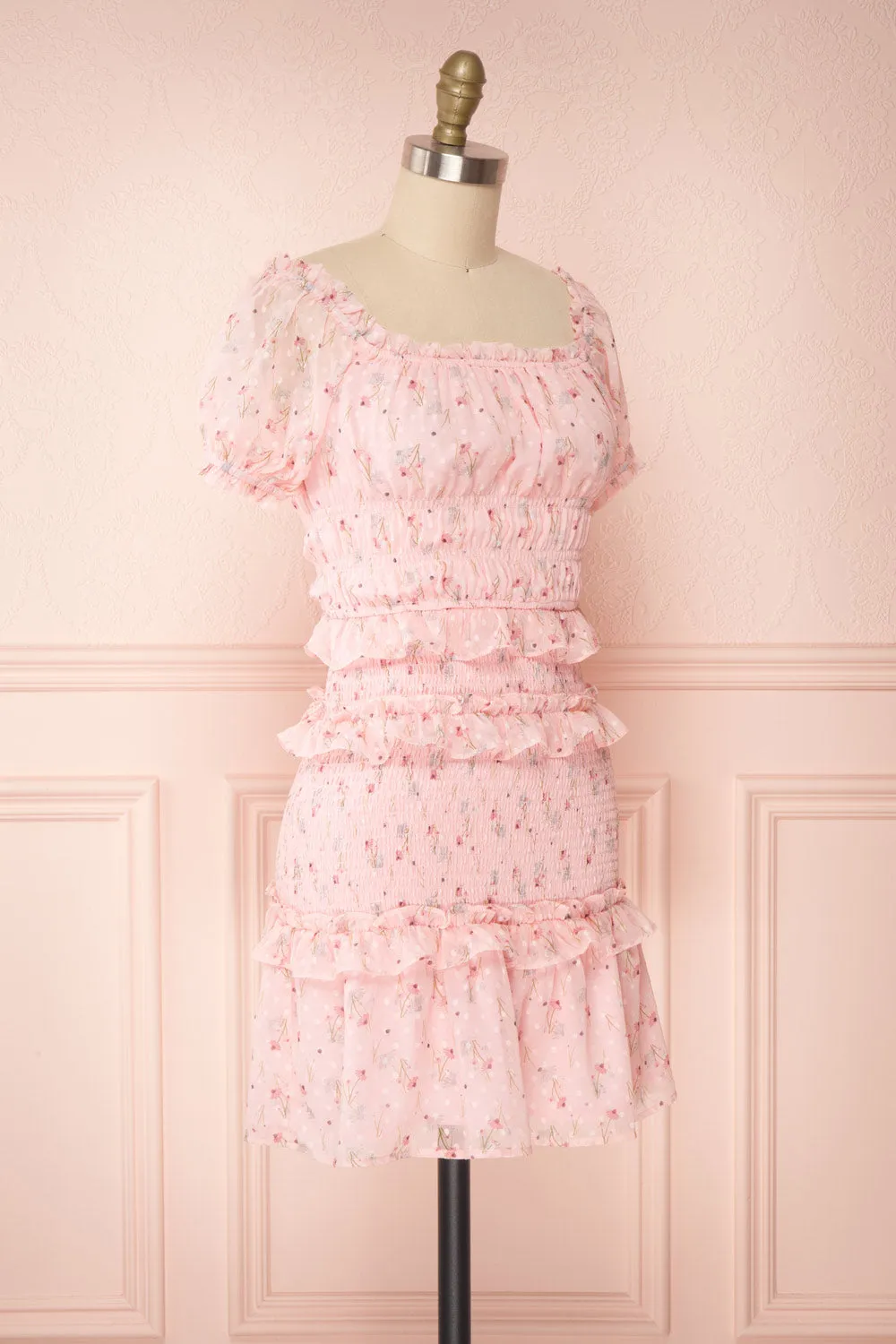 Paulina | Pink Floral Short Dress