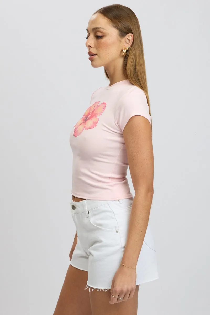 Pink Graphic Tee Short Sleeve