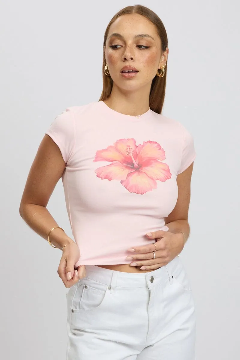 Pink Graphic Tee Short Sleeve